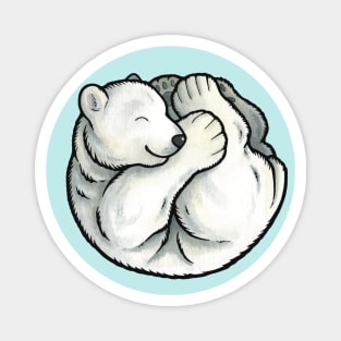 Sleeping polar bear cub Magnet